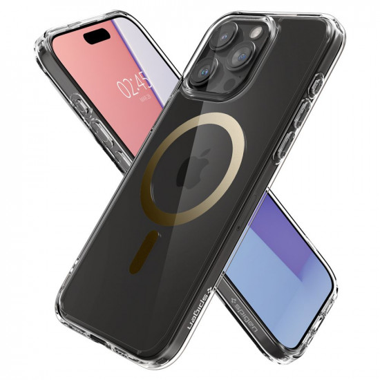 Spigen iPhone 15 Pro Ultra Hybrid Mag Σκληρή Θήκη με Πλαίσιο Σιλικόνης Και MagSafe - Gold