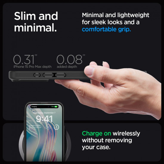 Spigen iPhone 15 Pro Max Ultra Hybrid Σκληρή Θήκη με Πλαίσιο Σιλικόνης - Matte Black