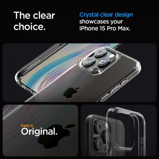 Spigen iPhone 15 Pro Max Ultra Hybrid Σκληρή Θήκη με Πλαίσιο Σιλικόνης - Crystal Clear