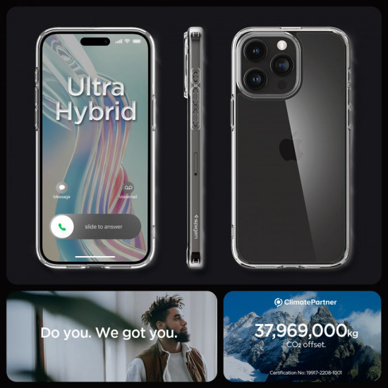 Spigen iPhone 15 Pro Max Ultra Hybrid Σκληρή Θήκη με Πλαίσιο Σιλικόνης - Crystal Clear