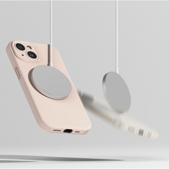 Ringke iPhone 15 Silicone Magnetic MagSafe Case Θήκη Σιλικόνης με MagSafe - Pink Sand
