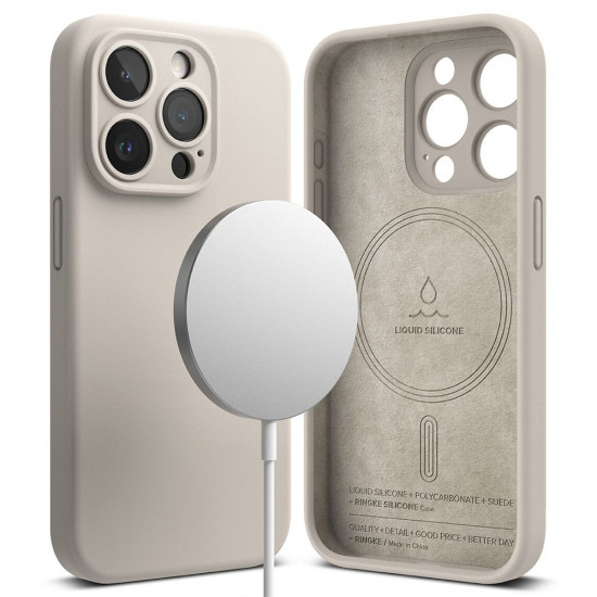 Ringke iPhone 15 Pro Silicone Magnetic MagSafe Case Θήκη Σιλικόνης με MagSafe - Stone