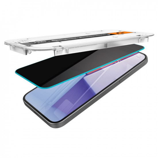 Spigen iPhone 15 Pro Max Glas.TR Privacy EZ Fit 2.5D 9H Αντιχαρακτικό Γυαλί Οθόνης - Clear / Black - AGL07118