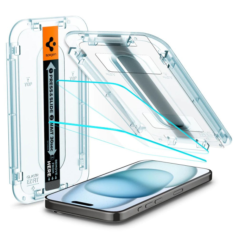 Spigen iPhone 15 / iPhone 16 Glas.TR EZ Fit 0.2mm 2.5D 9H Tempered Glass Αντιχαρακτικό Γυαλί Οθόνης - 2 Τεμάχια - Clear - AGL06903 Spigen iPhone 15 / iPhone 16 Glas.TR EZ Fit 0.2mm 2.5D 9H Tempered Glass Αντιχαρακτικό Γυαλί Οθόνης - 2 Τεμάχια - Clear - AGL06903