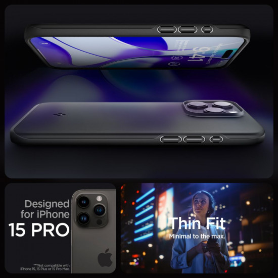Spigen iPhone 15 Pro Thin Fit Σκληρή Θήκη - Black