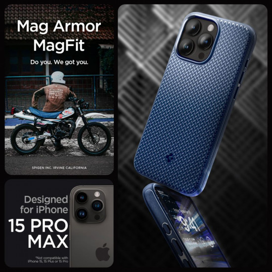Spigen iPhone 15 Pro Max Mag Armor Θήκη Σιλικόνης TPU με MagSafe - Navy Blue