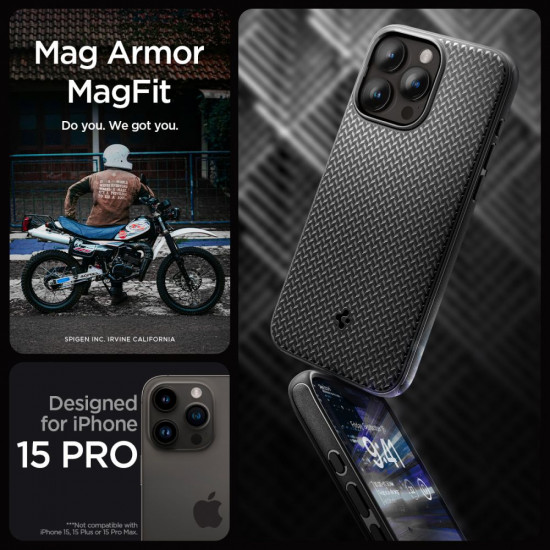 Spigen iPhone 15 Pro Mag Armor Θήκη Σιλικόνης TPU με MagSafe - Matte Black