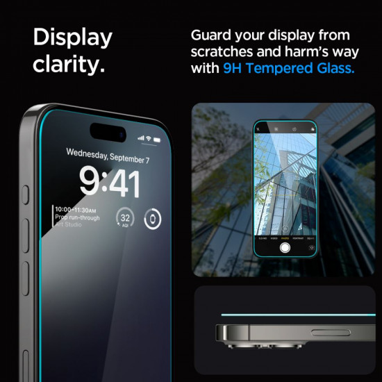 Spigen iPhone 15 Pro Max Glas.TR EZ Fit 0.2mm 2.5D 9H Tempered Glass Αντιχαρακτικό Γυαλί Οθόνης - 2 Τεμάχια - Clear - AGL06872