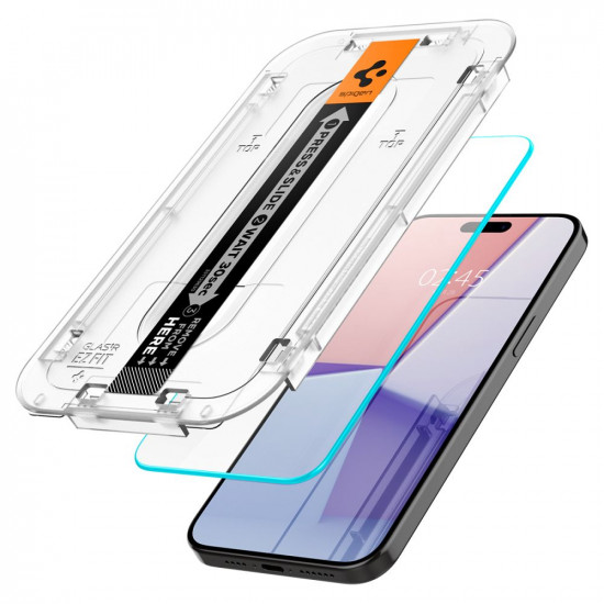 Spigen iPhone 15 Pro Glas.TR EZ Fit 0.2mm 2.5D 9H Tempered Glass Αντιχαρακτικό Γυαλί Οθόνης - 2 Τεμάχια - Clear - AGL06892