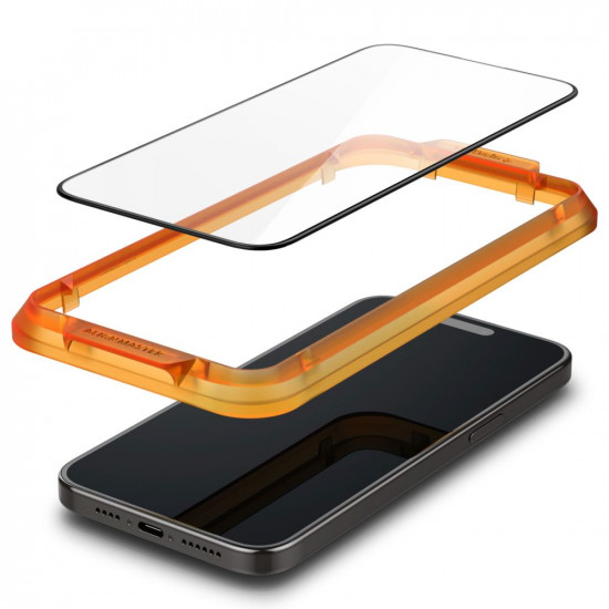 Spigen iPhone 15 Plus FC AlignMaster 2.5D Full Screen Case Friendly Tempered Glass Αντιχαρακτικό Γυαλί Οθόνης 9H - 2 Τεμάχια - Black