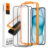 Spigen iPhone 15 FC AlignMaster 2.5D Full Screen Case Friendly Tempered Glass Αντιχαρακτικό Γυαλί Οθόνης 9H - 2 Τεμάχια - Black