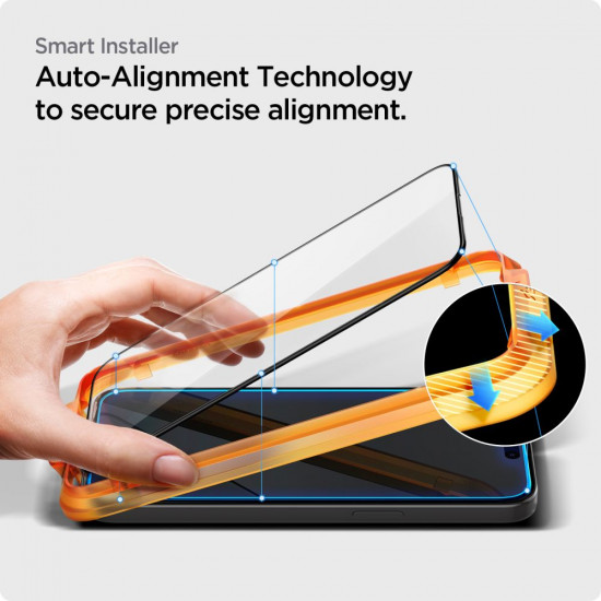 Spigen iPhone 15 FC AlignMaster 2.5D Full Screen Case Friendly Tempered Glass Αντιχαρακτικό Γυαλί Οθόνης 9H - 2 Τεμάχια - Black