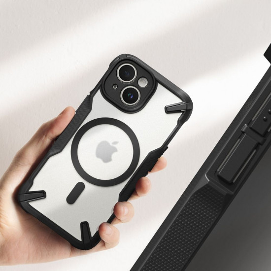 Ringke iPhone 15 Fusion X MagSafe Σκληρή Θήκη με Πλαίσιο Σιλικόνης και MagSafe - Matte Black - Ημιδιάφανη