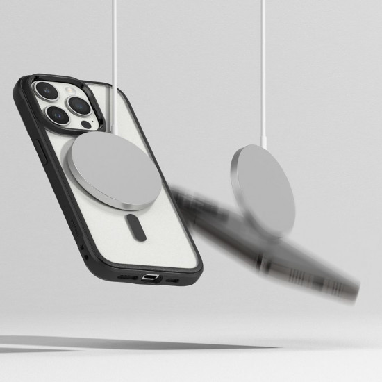 Ringke iPhone 15 Pro Fusion Bold MagSafe Σκληρή Θήκη με Πλαίσιο Σιλικόνης και MagSafe - Matte Black / Ημιδιάφανη