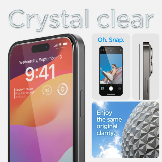Spigen iPhone 15 Glas.TR EZ Fit FC 0.3mm 2.5D 9H Case Friendly Full Screen Tempered Glass Αντιχαρακτικό Γυαλί Οθόνης - 2 Τεμάχια - Black
