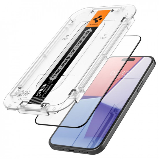 Spigen iPhone 15 Plus Glas.TR EZ Fit FC 0.3mm 2.5D 9H Case Friendly Full Screen Tempered Glass Αντιχαρακτικό Γυαλί Οθόνης - 2 Τεμάχια - Black