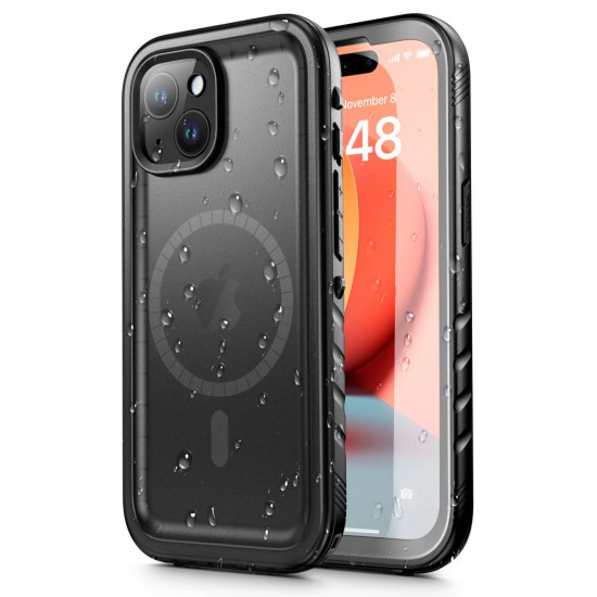Tech-Protect iPhone 15 Plus Shellbox IP68 Αδιάβροχη Θήκη με Κορδόνι και MagSafe - Black