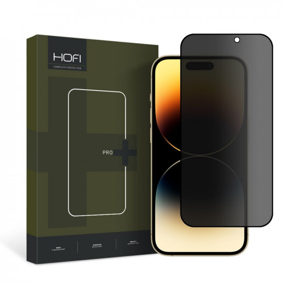 Hofi iPhone 15 Pro Max Anti Spy Glass Pro+ 0.3mm 2.5D 9H Full Screen Tempered Glass Αντιχαρακτικό Γυαλί Οθόνης - Privacy - Black