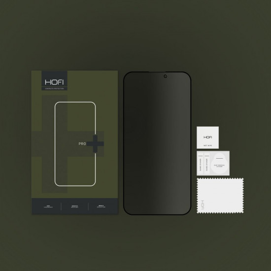 Hofi iPhone 15 Pro Anti Spy Glass Pro+ 0.3mm 2.5D 9H Full Screen Tempered Glass Αντιχαρακτικό Γυαλί Οθόνης - Privacy - Black