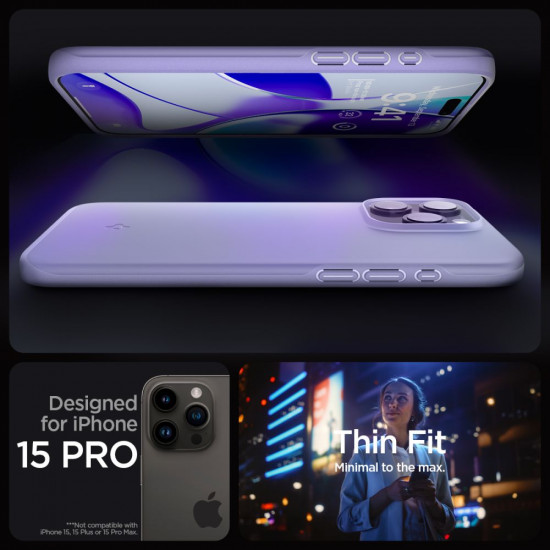 Spigen iPhone 15 Pro Thin Fit Σκληρή Θήκη - Iris Purple