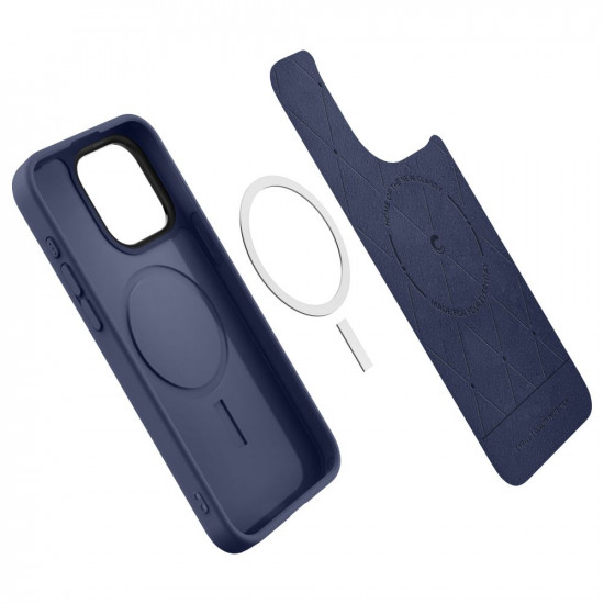 Spigen Cyrill iPhone 15 Pro Max Kajuk Mag Θήκη με Επένδυση Συνθετικού Δέρματος και MagSafe - Navy Blue