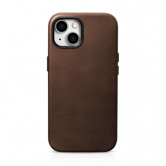 iCarer iPhone 15 Plus Leather Oil Wax Θήκη από Γνήσιο Δέρμα με MagSafe - Brown