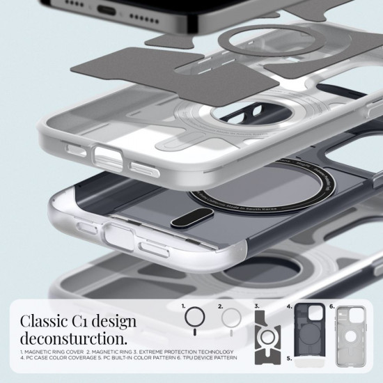 Spigen iPhone 15 Pro Classic C1 Mag Σκληρή Θήκη με Πλαίσιο Σιλικόνης και MagSafe - Graphite