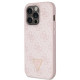 Guess iPhone 15 Pro - Crossbody 4G Metal Logo Θήκη με Επένδυση Συνθετικού Δέρματος και Λουράκι - Pink - GUHCP15LP4TDSCPP