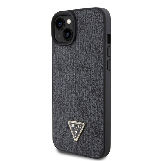 Guess iPhone 15 Plus - Crossbody 4G Metal Logo Θήκη με Επένδυση Συνθετικού Δέρματος και Λουράκι - Black - GUHCP15MP4TDSCPK