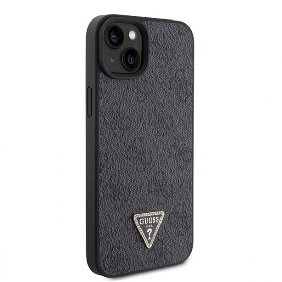 Guess iPhone 15 Plus - Crossbody 4G Metal Logo Θήκη με Επένδυση Συνθετικού Δέρματος και Λουράκι - Black - GUHCP15MP4TDSCPK