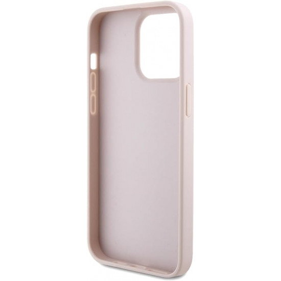 Guess iPhone 15 Pro Max - Crossbody 4G Metal Logo Θήκη με Επένδυση Συνθετικού Δέρματος και Λουράκι - Pink - GUHCP15XP4TDSCPP