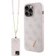 Guess iPhone 15 Pro Max - Crossbody 4G Metal Logo Θήκη με Επένδυση Συνθετικού Δέρματος και Λουράκι - Pink - GUHCP15XP4TDSCPP