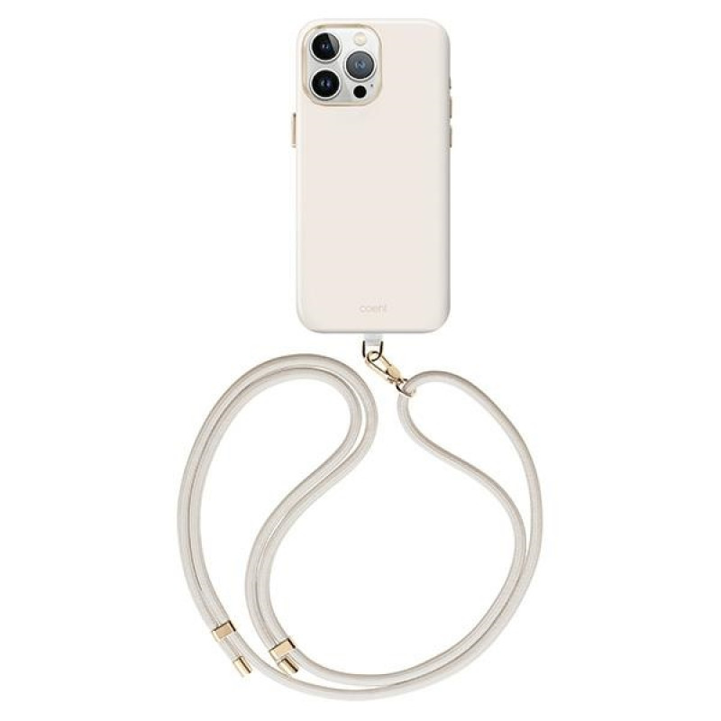 Uniq iPhone 15 Pro Max Coehl Creme Σκληρή Θήκη MagSafe με Πλαίσιο Σιλικόνης και Λουράκι - Ivory