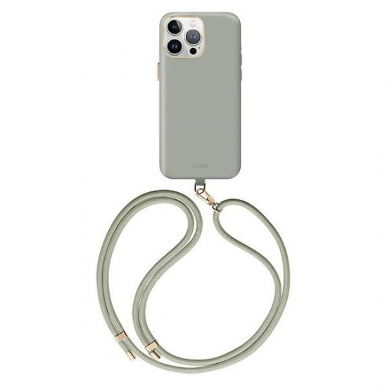 Uniq iPhone 15 Pro Max Coehl Creme Σκληρή Θήκη MagSafe με Πλαίσιο Σιλικόνης και Λουράκι - Soft Sage