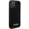 Karl Lagerfeld iPhone 15 - Rhinestone Logo Metal Plate Σκληρή Θήκη με Πλαίσιο Σιλικόνης - Black - KLHCP15SHDSPLK