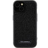 Karl Lagerfeld iPhone 15 - Rhinestone Logo Metal Plate Σκληρή Θήκη με Πλαίσιο Σιλικόνης - Black - KLHCP15SHDSPLK