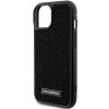 Karl Lagerfeld iPhone 15 - Rhinestone Logo Metal Plate Σκληρή Θήκη με Πλαίσιο Σιλικόνης - Black - KLHCP15SHDSPLK
