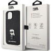 Karl Lagerfeld iPhone 15 - Glitter Ikonik Logo Metal Logo Σκληρή Θήκη με Πλαίσιο Σιλικόνης - Black - KLHCP15SGKNPSK