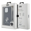Karl Lagerfeld iPhone 15 Pro - Crossbody Saffiano Metal Pin Karl Choupette Σκληρή Θήκη με Επένδυση Συνθετικού Δέρματος και Λουράκι - Black - KLHCP15LSAKCPSK