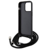 Karl Lagerfeld iPhone 15 Pro Max - Crossbody Saffiano Metal Pin Karl Choupette Σκληρή Θήκη με Επένδυση Συνθετικού Δέρματος και Λουράκι - Black - KLHCP15XSAKCPSK