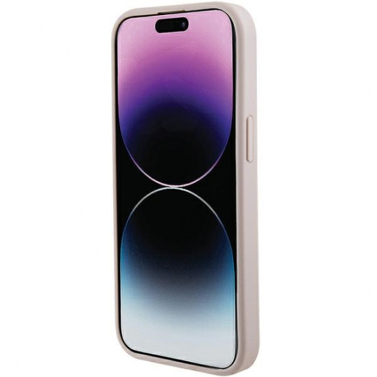 Guess iPhone 15 Plus Saffiano MagSafe Σκληρή Θήκη με Πλαίσιο Σιλικόνης και MagSafe - Pink - GUHMP15MPSAHMCP
