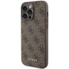 Guess iPhone 15 Pro Max - 4G Metal Gold Logo Σκληρή Θήκη με Επένδυση Συνθετικού Δέρματος - Brown - GUHCP15XG4GFBR