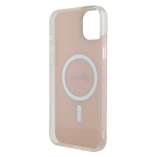 Guess iPhone 15 IML Iridescent MagSafe Σκληρή Θήκη με Πλαίσιο Σιλικόνης και MagSafe - Pink - GUHMP15SHITSP