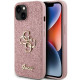 Guess iPhone 15 Glitter Script Big 4G Σκληρή Θήκη με Πλαίσιο Σιλικόνης - Pink - GUHCP15SHG4SGP