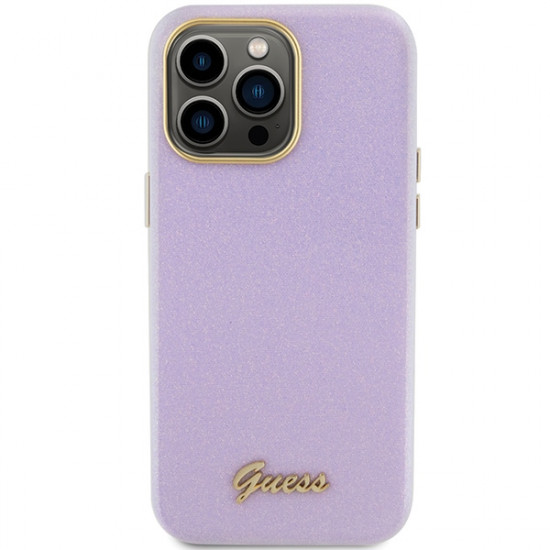 Guess iPhone 15 Pro Max Glitter Glossy Script Θήκη Σιλικόνης - Lilac - GUHCP15XPGMCSL
