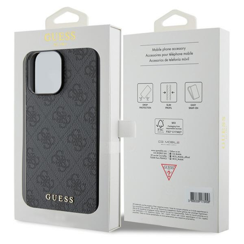 Guess iPhone 15 Pro - 4G Metal Gold Logo Σκληρή Θήκη με Επένδυση Συνθετικού Δέρματος - Grey - GUHCP15LG4GFGR Guess iPhone 15 Pro - 4G Metal Gold Logo Σκληρή Θήκη με Επένδυση Συνθετικού Δέρματος - Grey - GUHCP15LG4GFGR