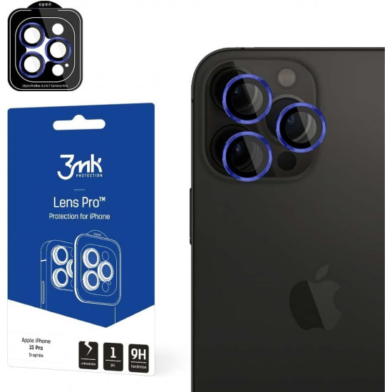 3MK iPhone 15 Pro Lens Protection Pro 9H Αντιχαρακτικό Γυαλί για την Κάμερα - Royal Blue