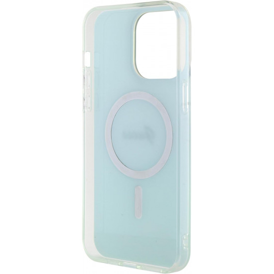 Guess iPhone 15 Pro IML Iridescent MagSafe Σκληρή Θήκη με Πλαίσιο Σιλικόνης και MagSafe - Turquoise - GUHMP15LHITSP