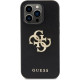 Guess iPhone 15 Pro Leather Perforated 4G Glitter Θήκη με Επένδυση Συνθετικού Δέρματος - Black - GUHCP15LPSP4LGK