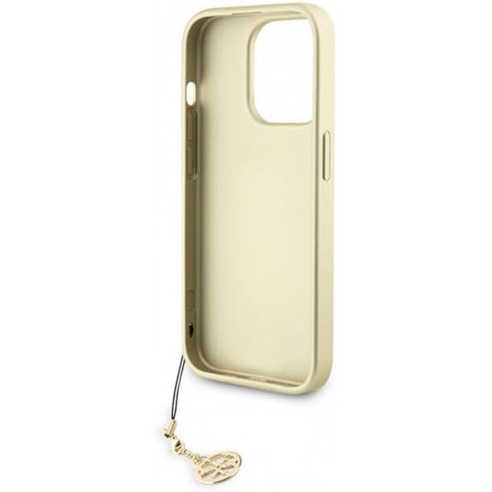 Guess iPhone 15 Pro - 4G Charms Collection Θήκη με Επένδυση Συνθετικού Δέρματος - Brown - GUHCP15LGF4GBR